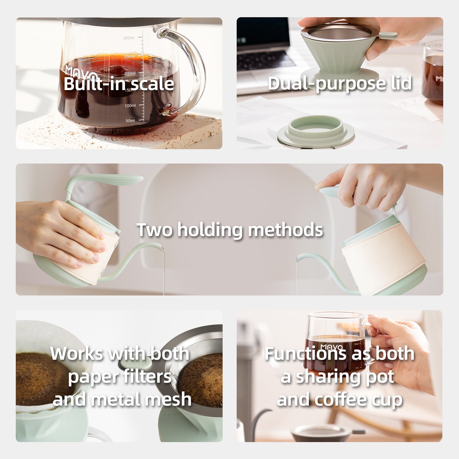 MAVO COFFEE OFFICIAL LITTLE WHALE POUR OVER SET SETS