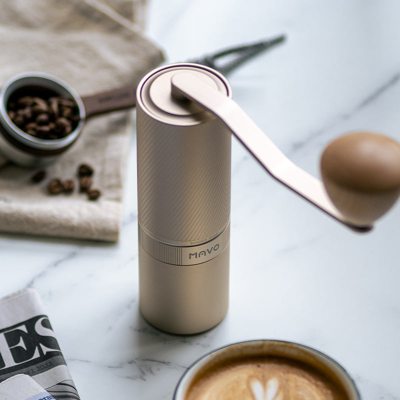 MAVO COFFEE OFFICIAL SHADOW WAND COFFEE GRINDER SILVER MANUAL COFFEE GRINDER