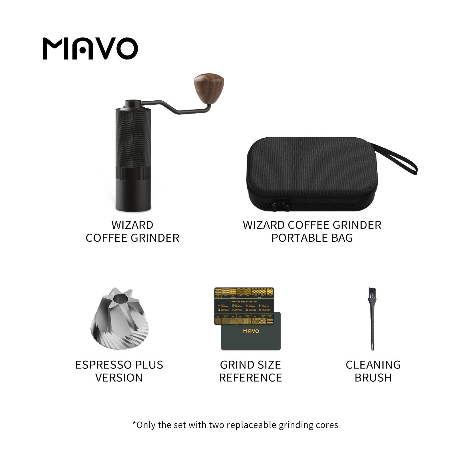 MAVO COFFEE OFFICIAL WIZARD COFFEE GRINDER 2.0 BLACK ESPRESSO VERSION MANUAL COFFEE GRINDER