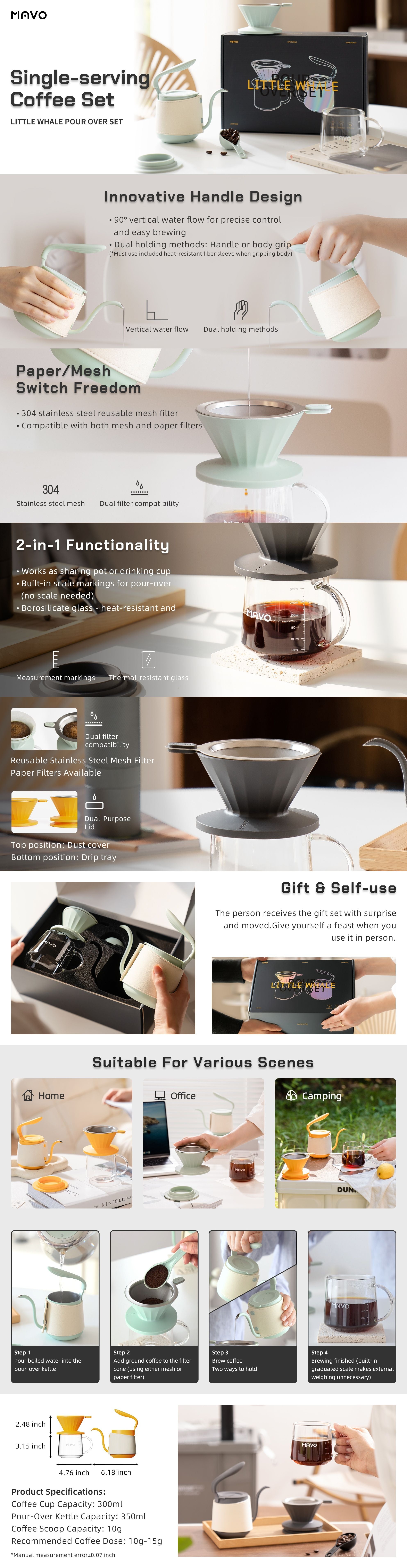 Complete Pour Over Coffee Set for Manual Brewing Perfection